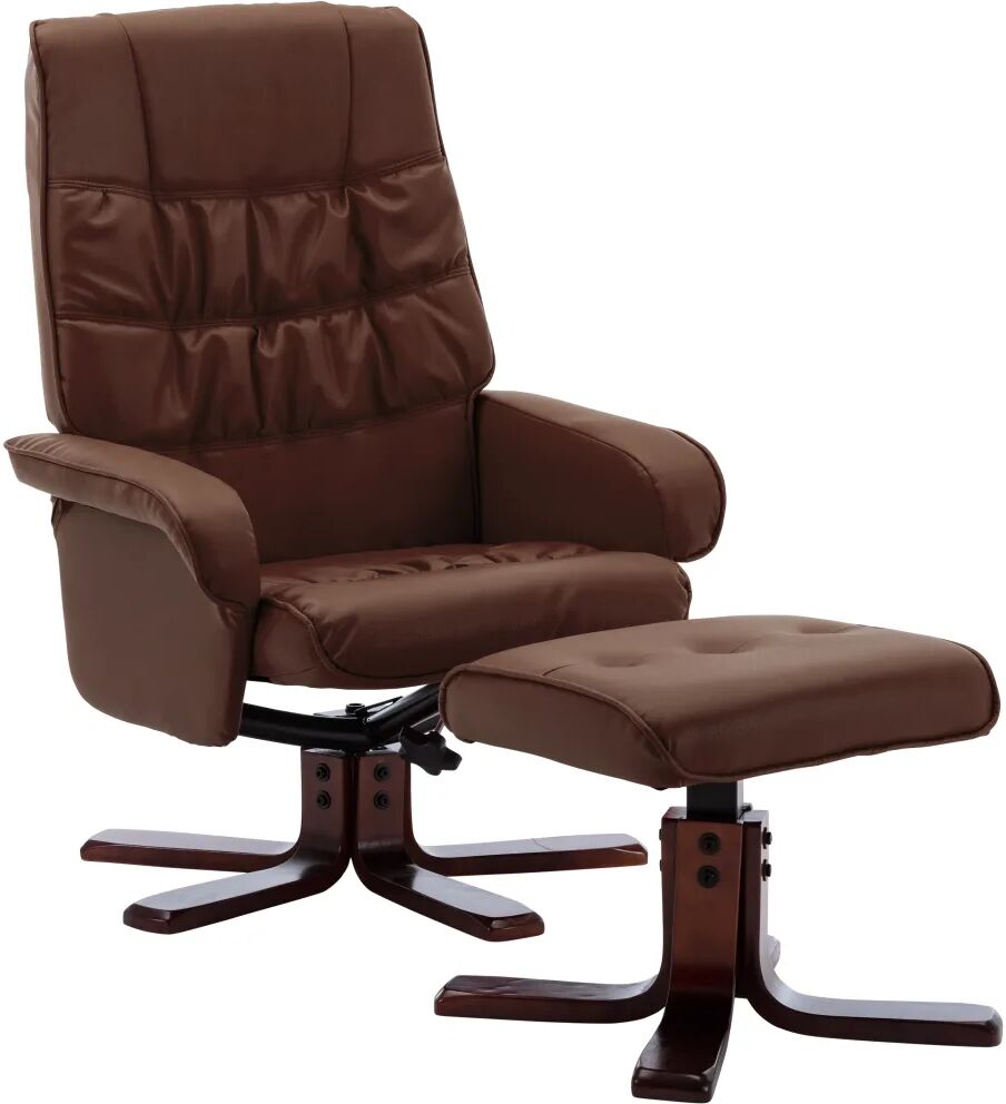 vidaXL Fauteuil inclinable avec repose-pied Marron Similicuir