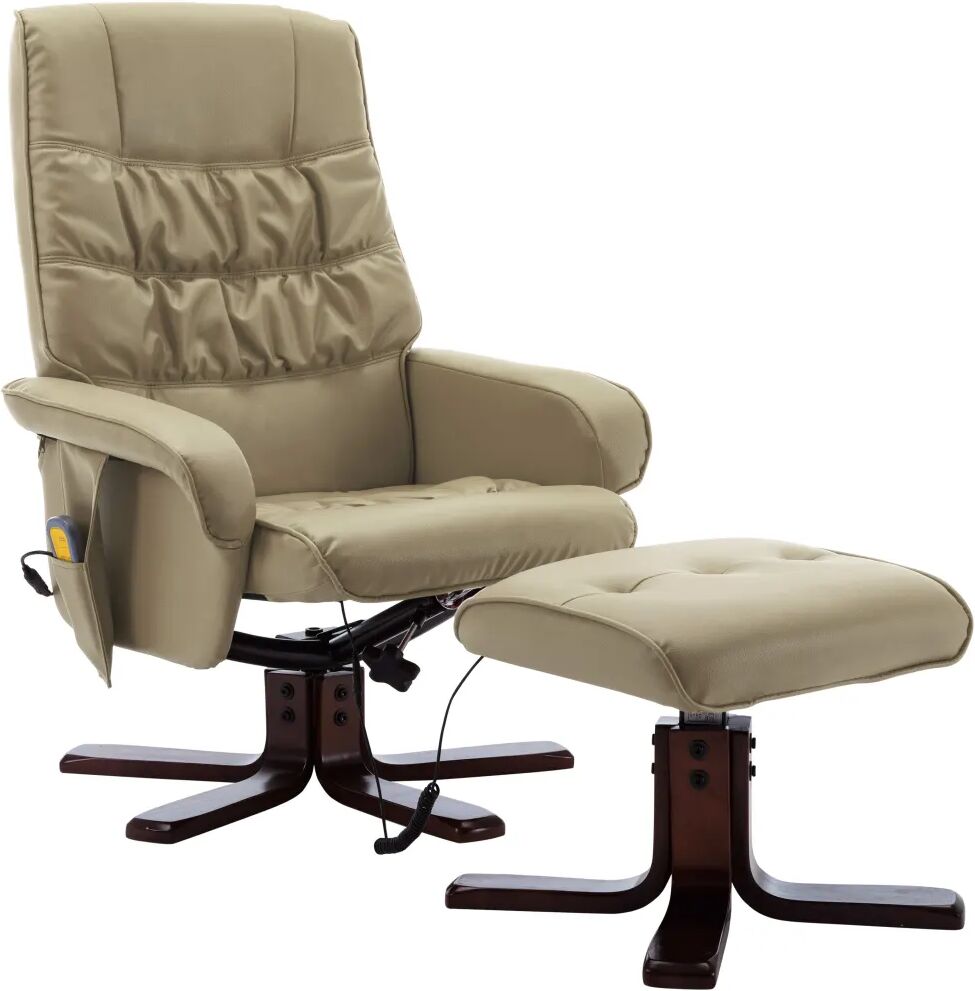 vidaXL Fauteuil massage inclinable repose-pied Cappuccino Similicuir