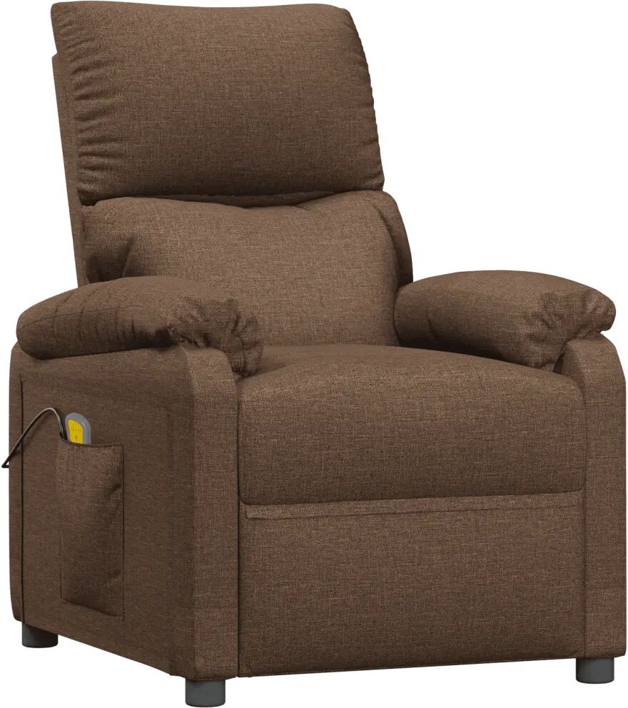 vidaXL Fauteuil inclinable de massage Marron Tissu