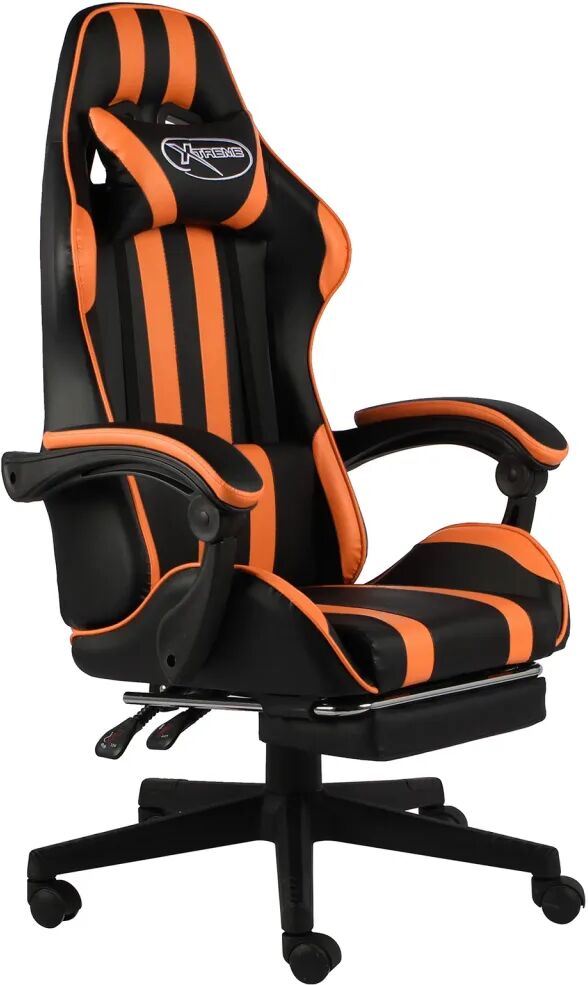 vidaXL Fauteuil de jeux vidéo et repose-pied Noir et orange Similicuir