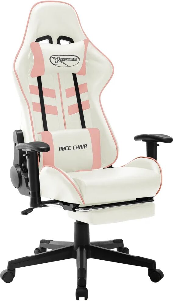 vidaXL Chaise de jeu Blanc et rose Cuir artificiel