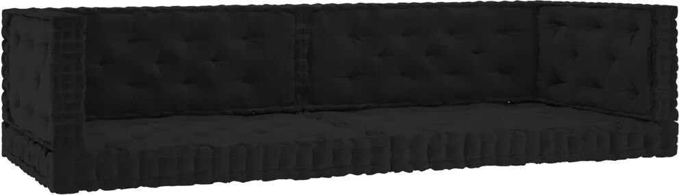 vidaXL Coussins de plancher de palette 6 pcs Noir Coton