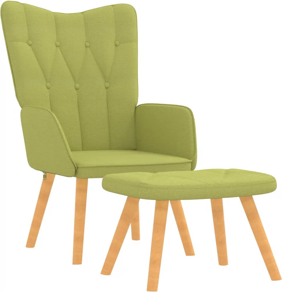 vidaXL Chaise de relaxation avec tabouret Vert Tissu