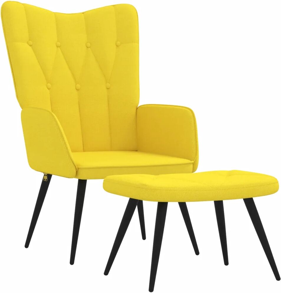 vidaXL Chaise de relaxation avec tabouret Jaune moutarde Tissu