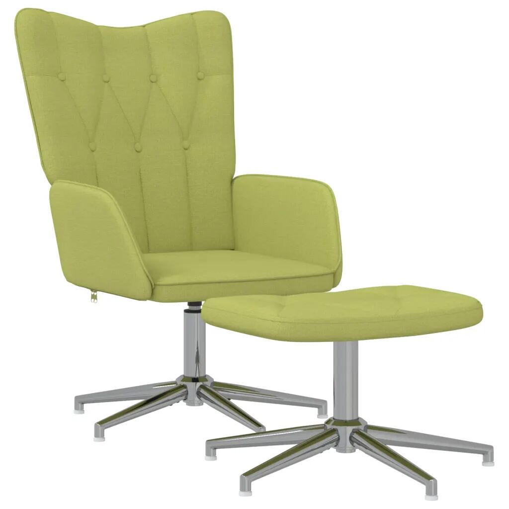 vidaXL Chaise de relaxation avec tabouret Vert Tissu