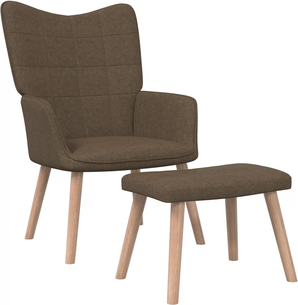 vidaXL Chaise de relaxation avec tabouret Marron Tissu