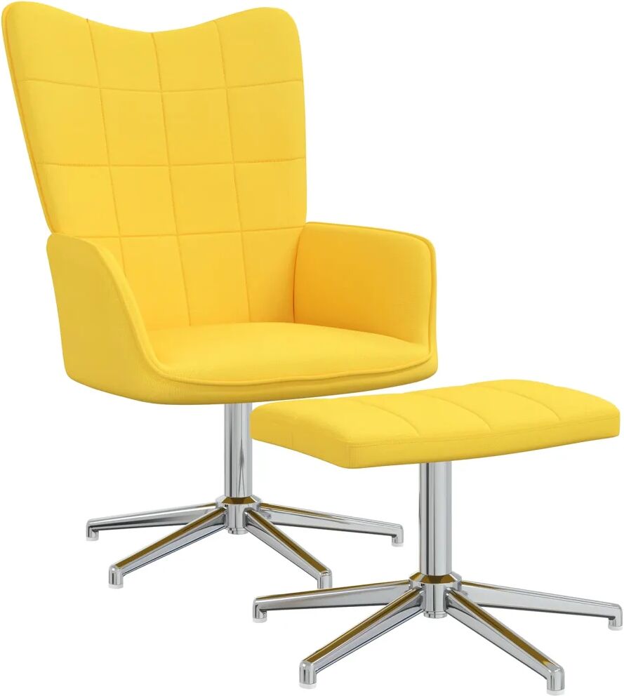 vidaXL Chaise de relaxation avec tabouret Jaune moutarde Tissu