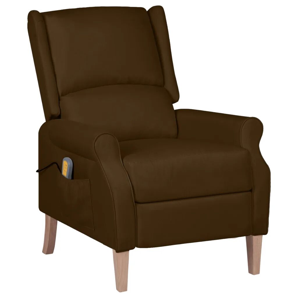 vidaXL Fauteuil de massage inclinable Marron foncé Tissu