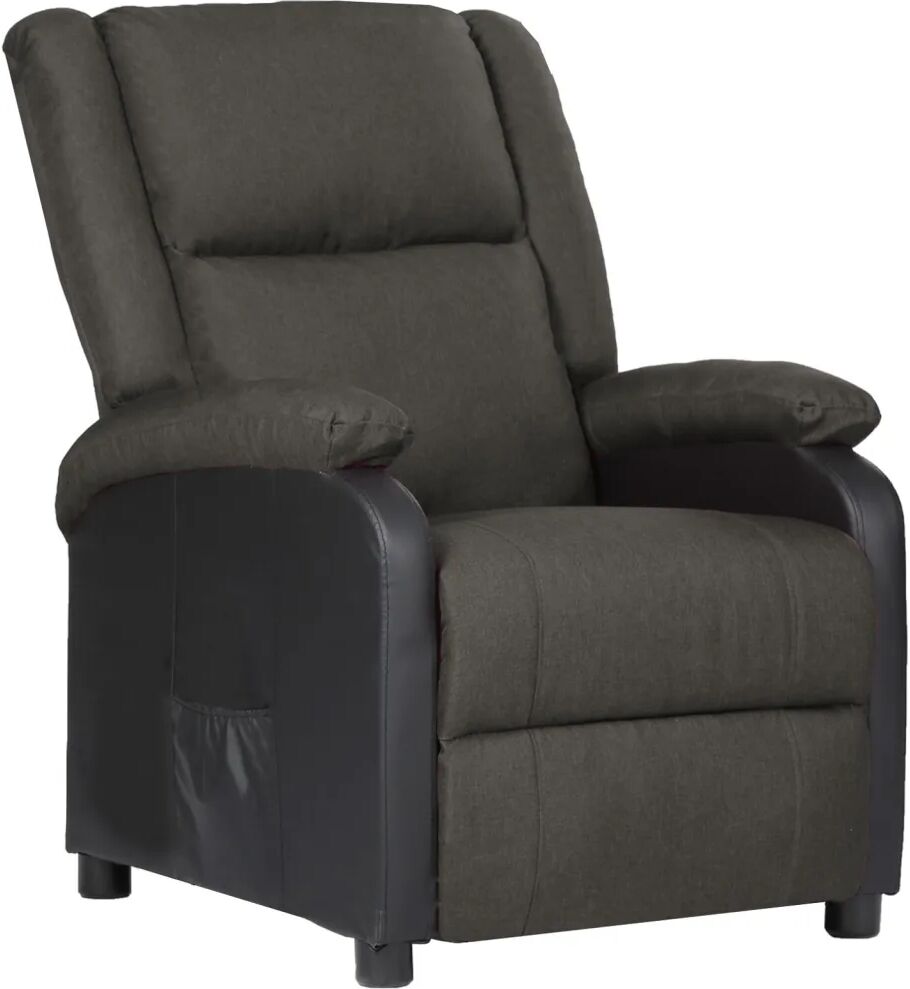 vidaXL Fauteuil inclinable TV Gris foncé Similicuir et tissu