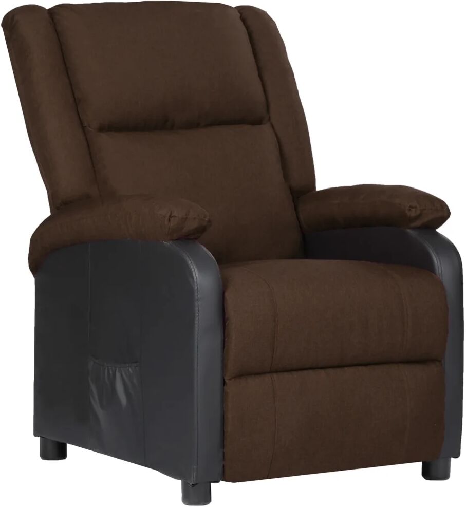 vidaXL Fauteuil inclinable TV Marron foncé Similicuir et tissu