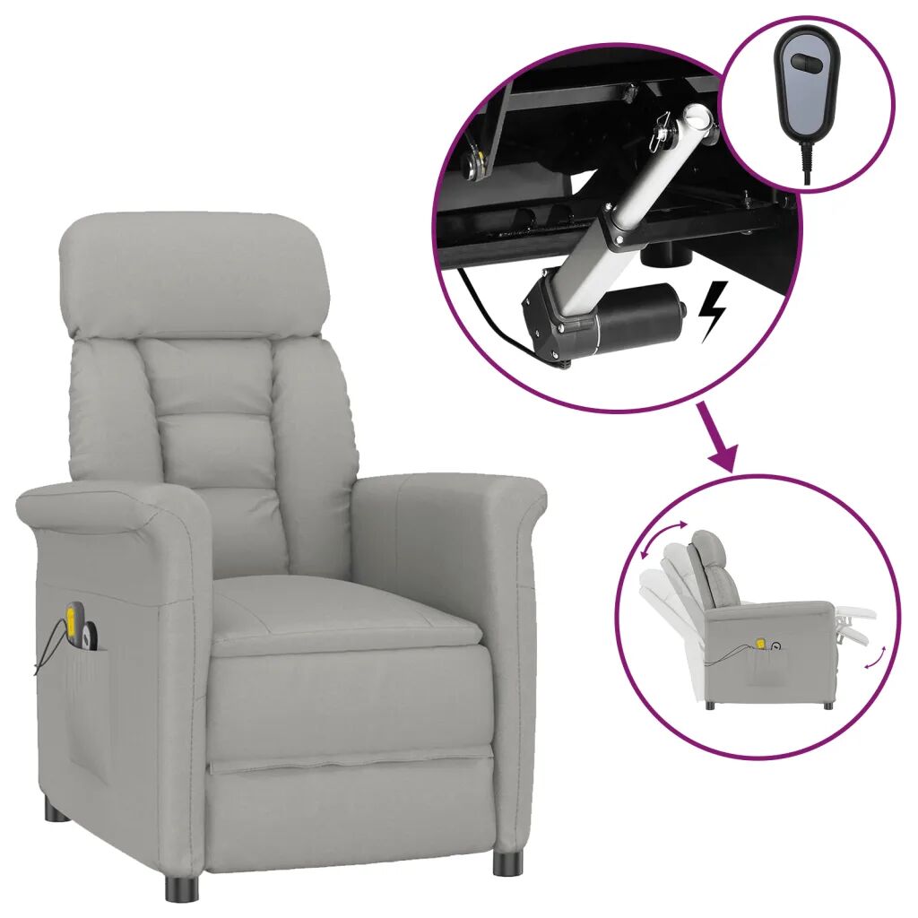 vidaXL Fauteuil de massage électrique Gris clair Similicuir daim