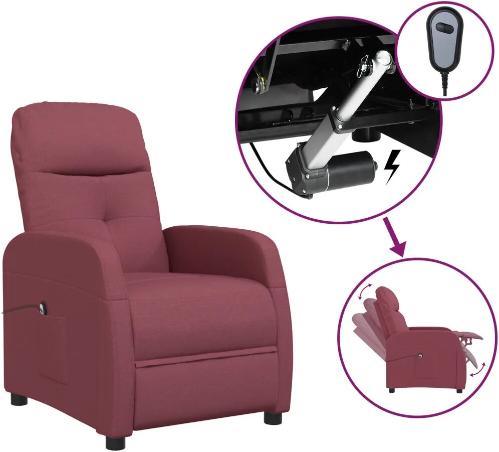 vidaXL Fauteuil inclinable électrique Bordeaux Tissu