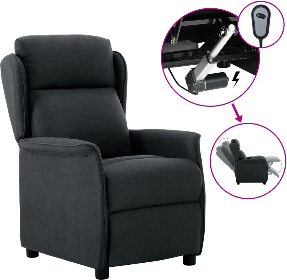 vidaXL Fauteuil inclinable électrique Gris foncé Tissu