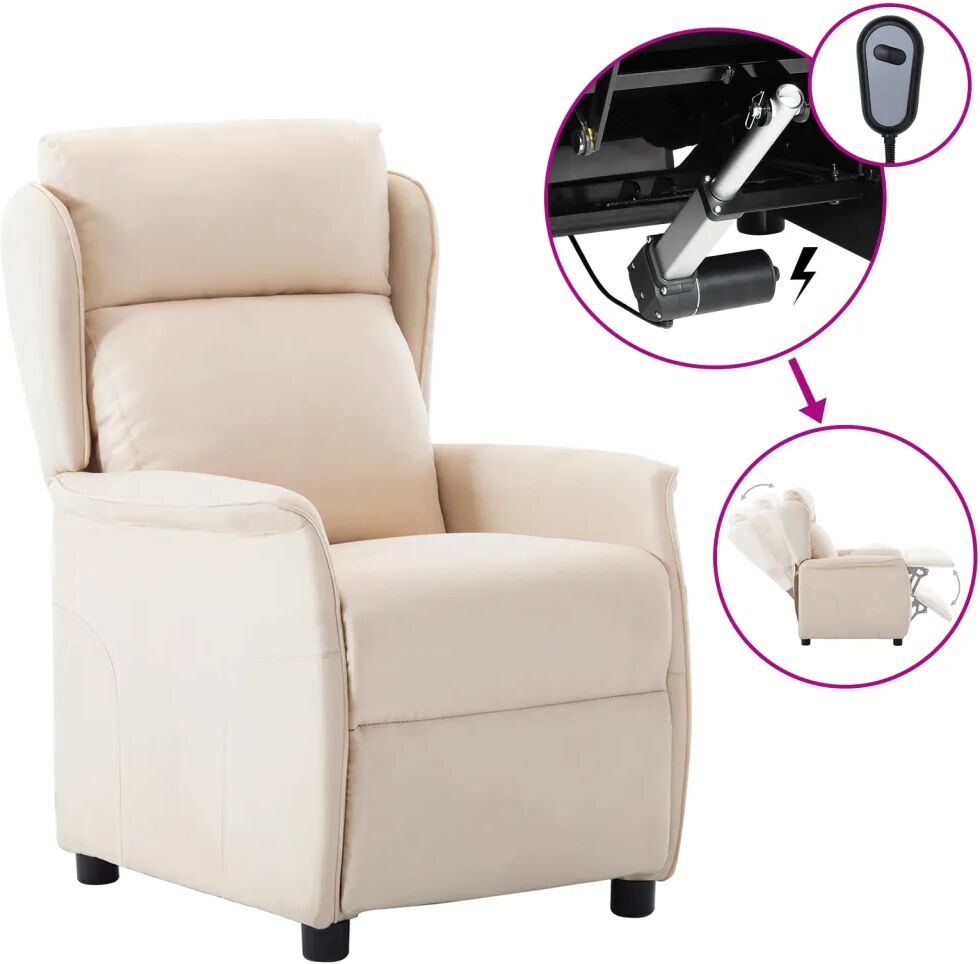 vidaXL Fauteuil inclinable électrique Crème Tissu