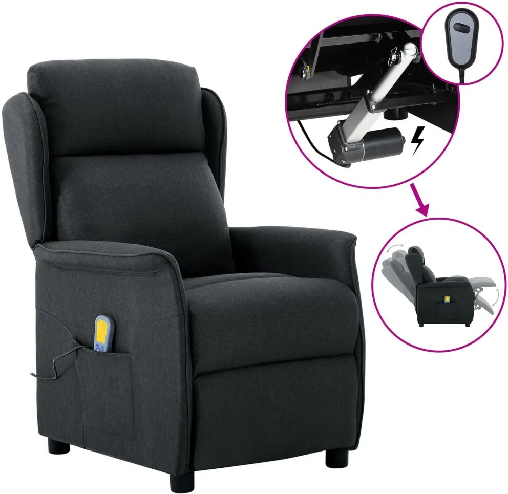 vidaXL Fauteuil inclinable électrique de massage Gris foncé Tissu