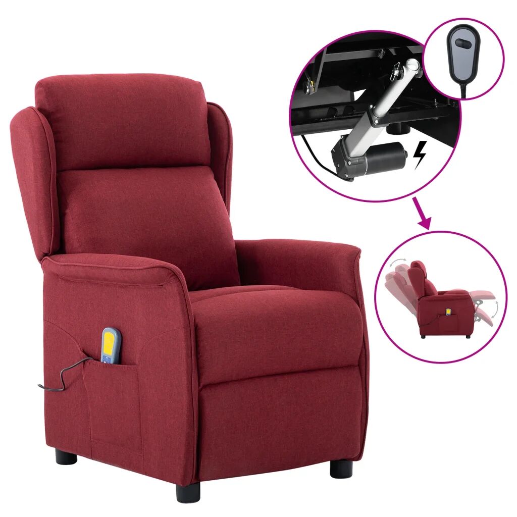 vidaXL Fauteuil inclinable électrique de massage Bordeaux Tissu