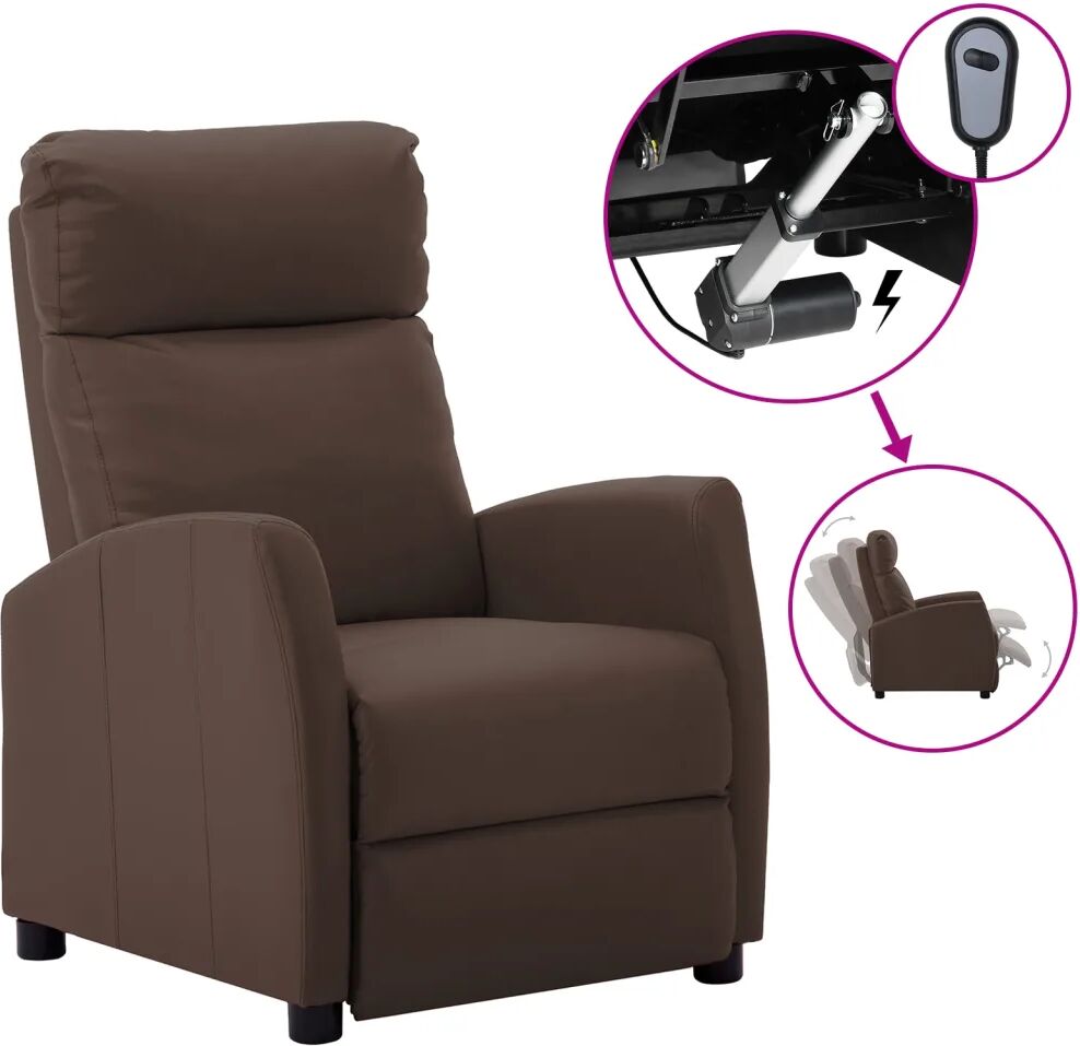 vidaXL Fauteuil inclinable électrique Marron Similicuir