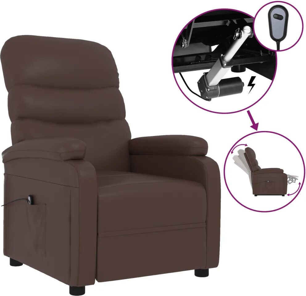 vidaXL Fauteuil inclinable électrique Marron Similicuir