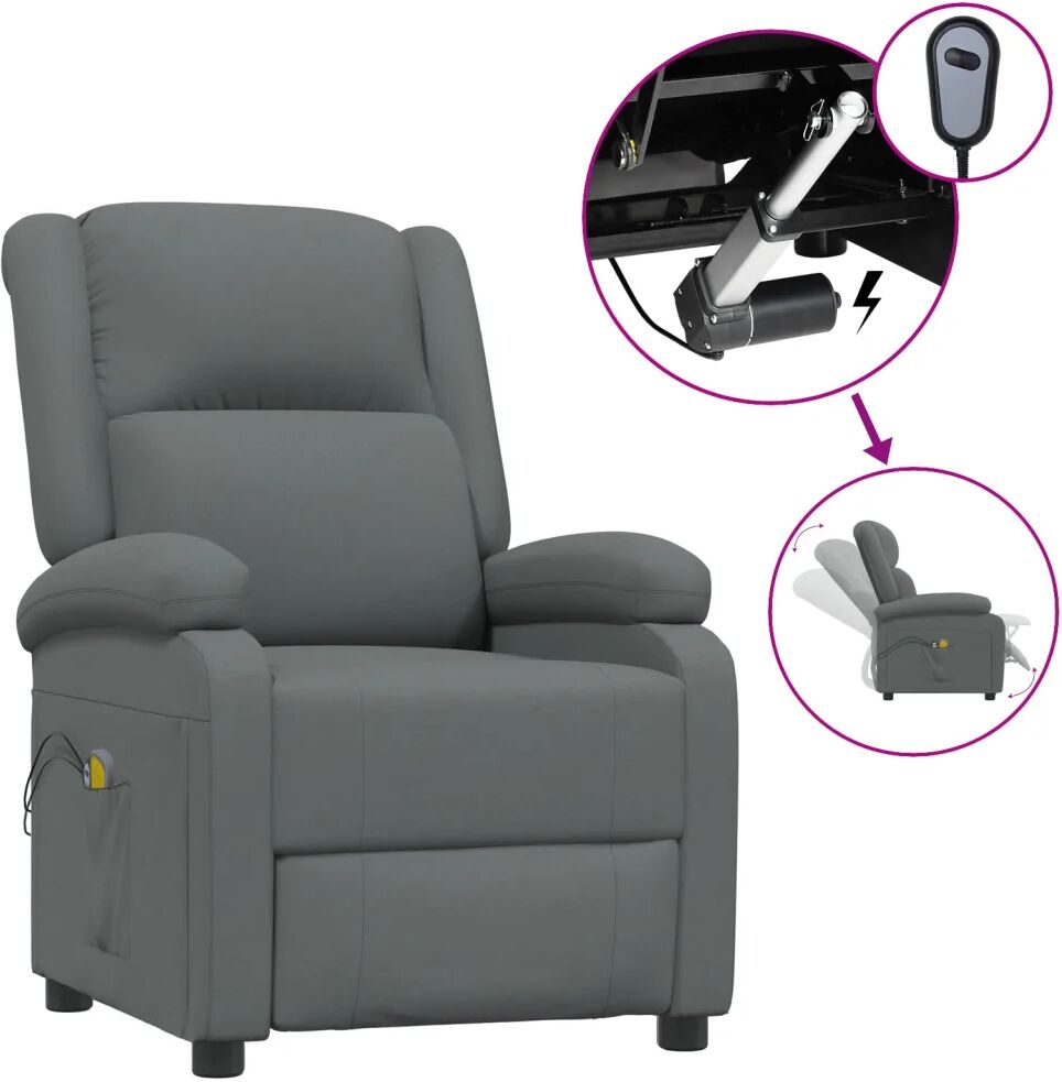 vidaXL Fauteuil inclinable électrique de massage Gris foncé Tissu