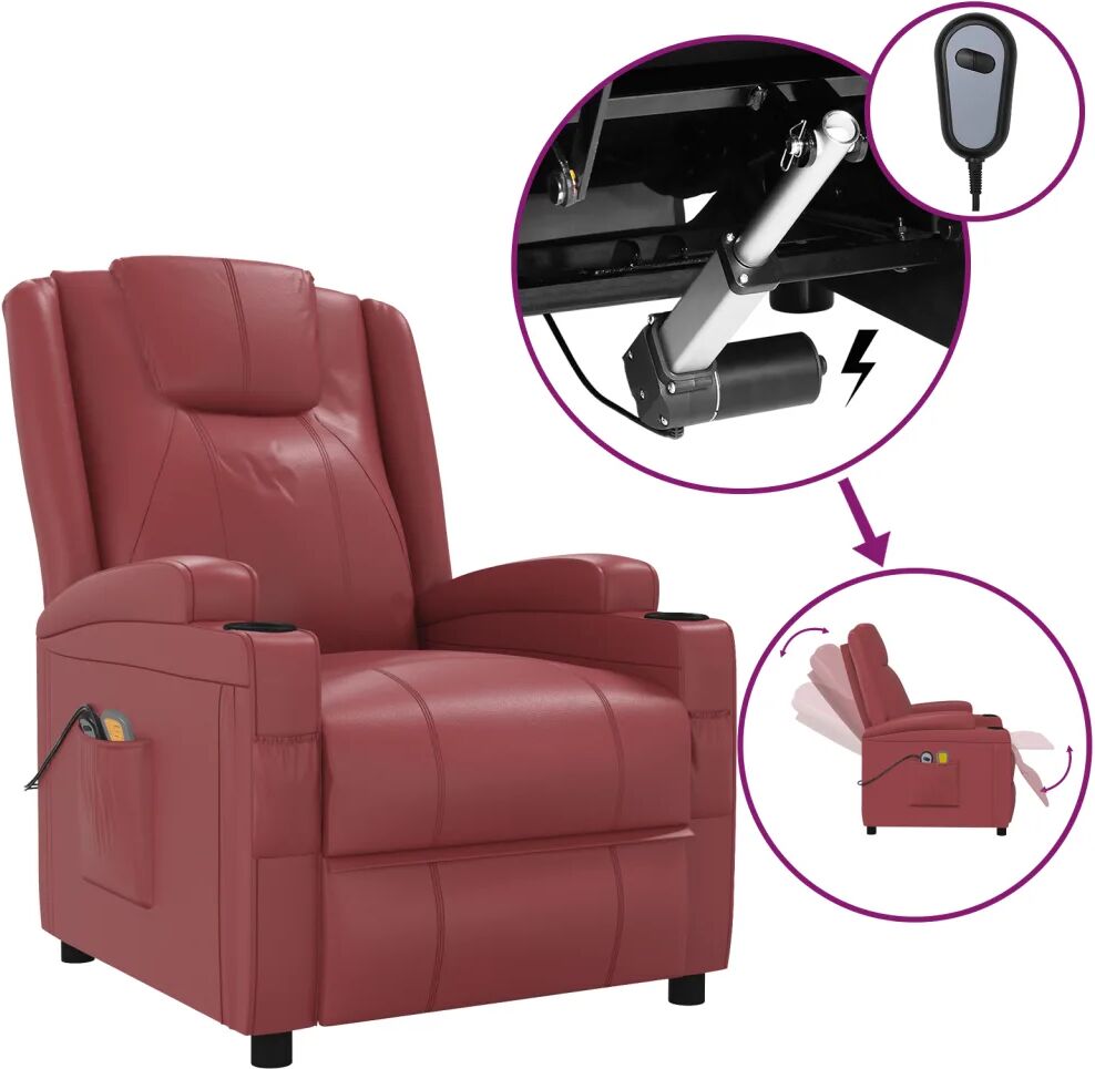 vidaXL Fauteuil de massage inclinable électrique Bordeaux Similicuir