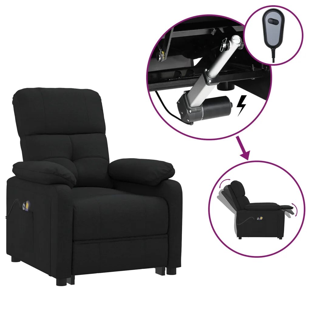 vidaXL Fauteuil de massage inclinable électrique Noir Tissu