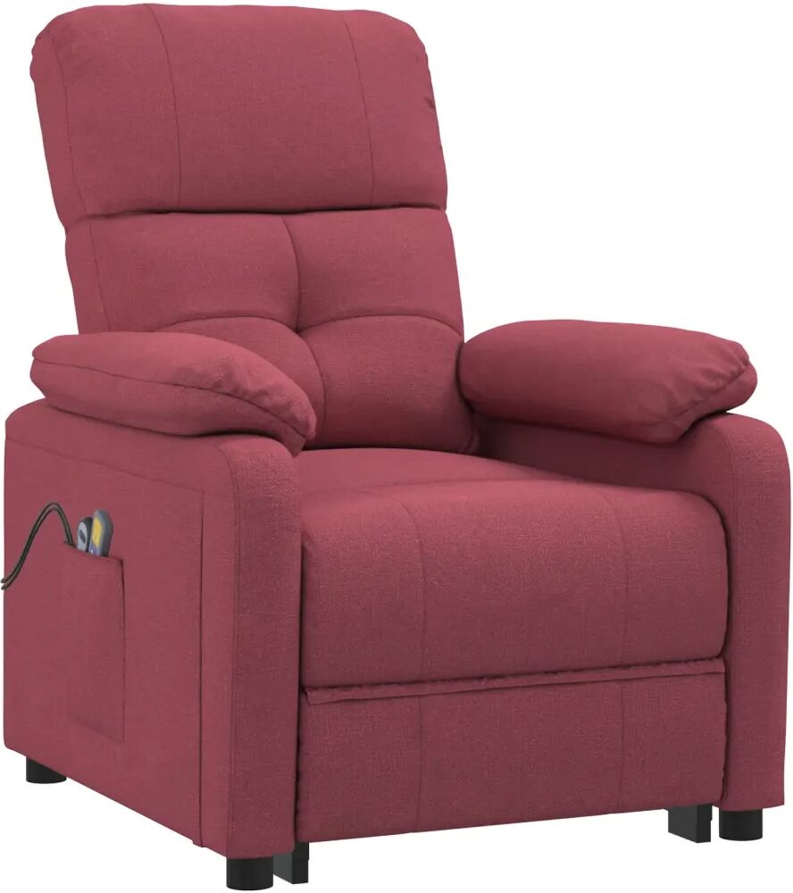 vidaXL Fauteuil de massage inclinable électrique Bordeaux Tissu