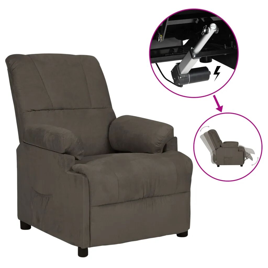 vidaXL Fauteuil inclinable électrique Gris foncé Similicuir daim