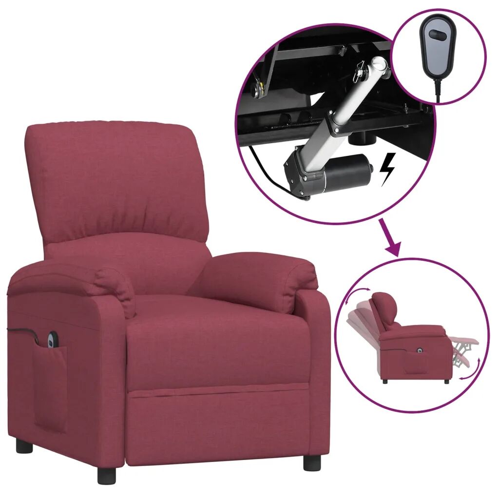 vidaXL Fauteuil inclinable électrique Bordeaux Tissu