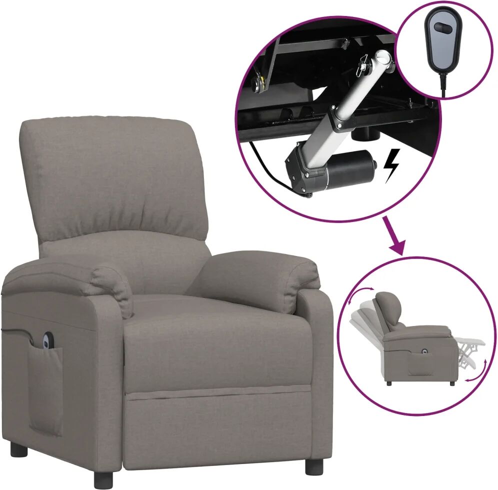 vidaXL Fauteuil inclinable électrique Taupe Tissu