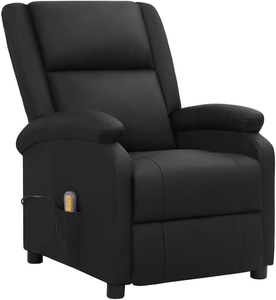 vidaXL Fauteuil de massage inclinable Noir Cuir véritable