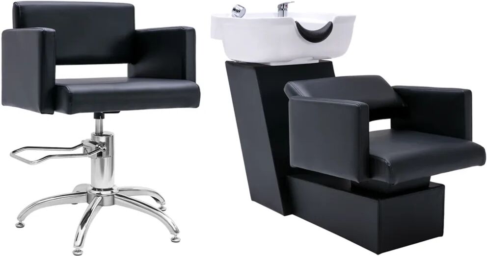 vidaXL Unité de rinçage de shampoing avec chaise de salon Similicuir