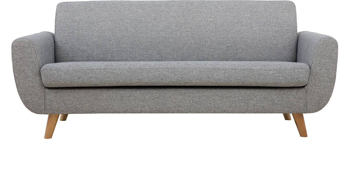 Miliboo Canapé scandinave 3 places gris clair et bois PURE