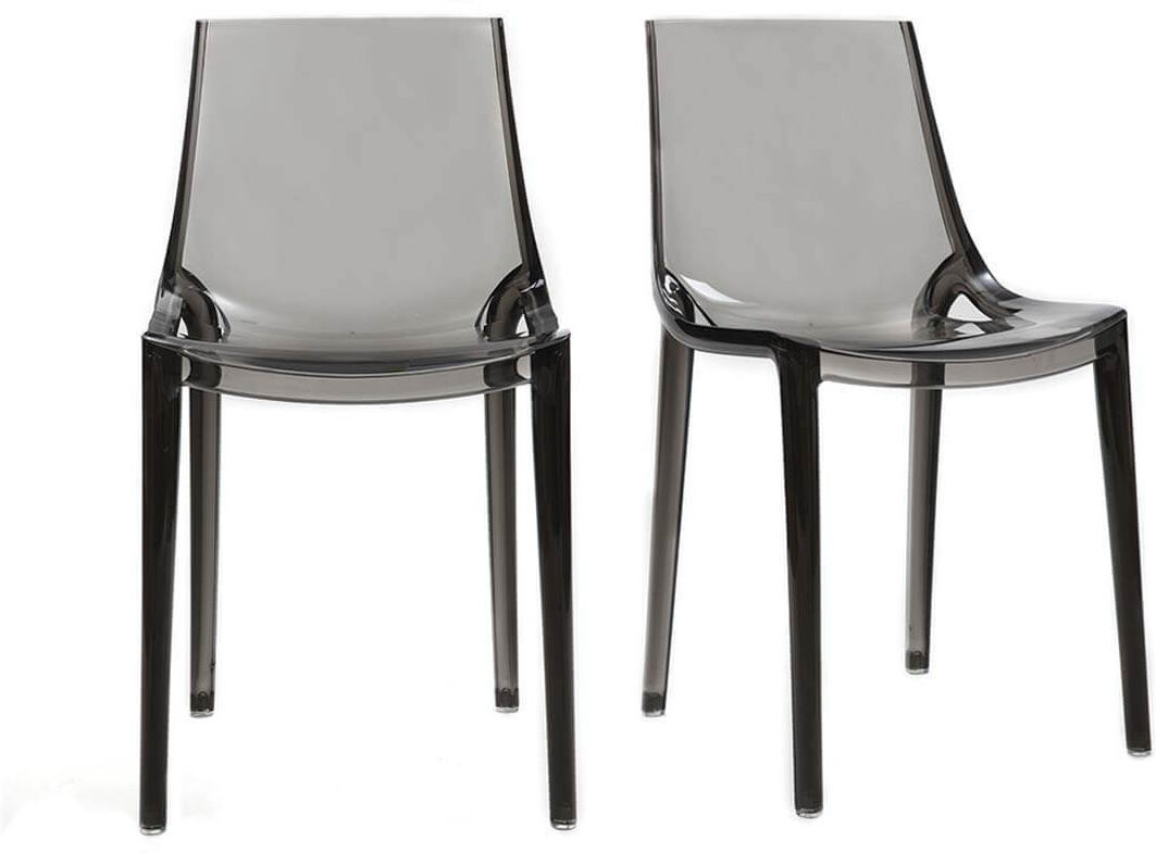 Miliboo Chaises design grises fumées empilables intérieur / extérieur (lot de 2) YZEL