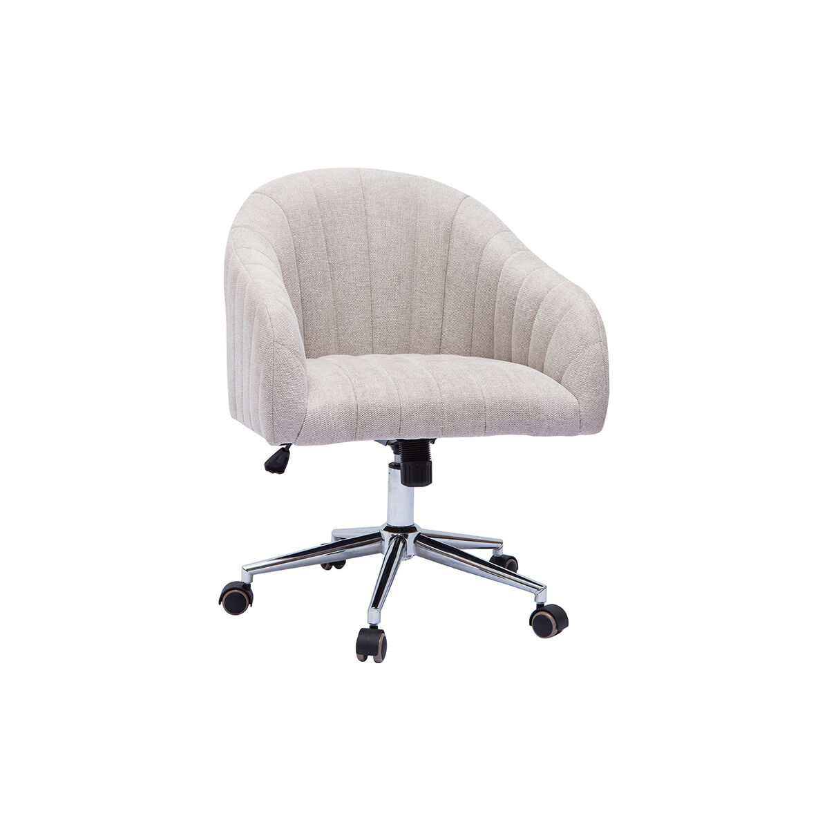 Miliboo Fauteuil de bureau effet velours texturé beige naturel ROMI