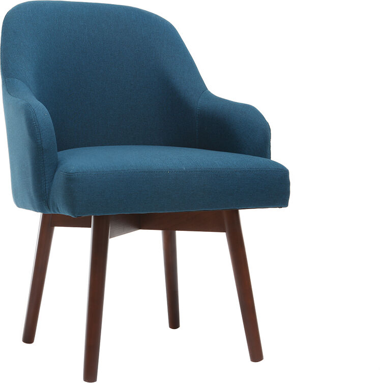 Miliboo Fauteuil scandinave bleu canard et bois foncé MONA