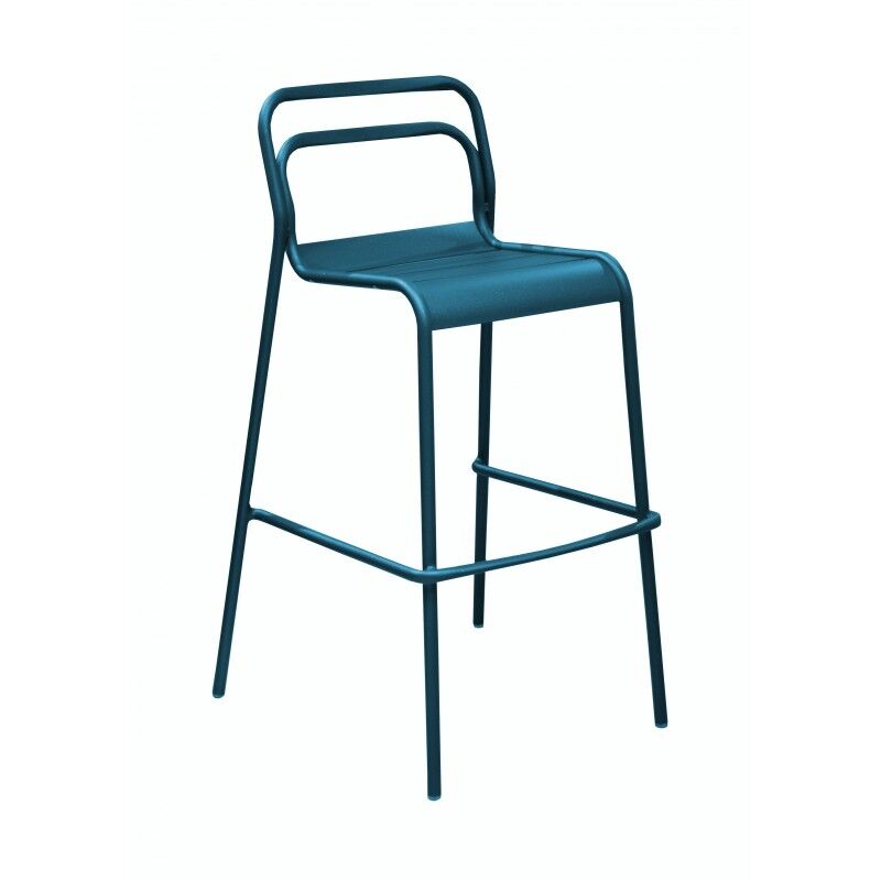 Proloisirs Chaise haute design en aluminium époxy bleu empilable EOS Lot de 4 - Proloisirs