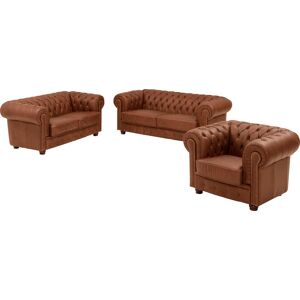 Max Winzer® Polstergarnitur »Norwin«, (Set, 3 tlg.) cognac