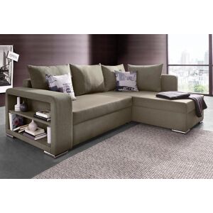 COLLECTION AB Ecksofa John mit Bettfunktion, Bettkasten und Regalarmteil macchiato Größe