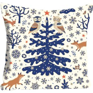 queence Dekokissen »Klaas«, blauer Tannenbaum im Schnee, Kissenhülle ohne... blau + bedruckt Größe B/L: 40 cm x 40 cm