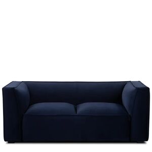 NV GALLERY 2-Sitzer-Sofa AUSTER - 2-Sitzer Sofa, Samt in Navy Blau & schwarzes Holz, B180  Blau