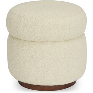 NV GALLERY Hocker MOSSO - Pouf, Bouclé Stoff in Weiß, H42  Weiß / Braun