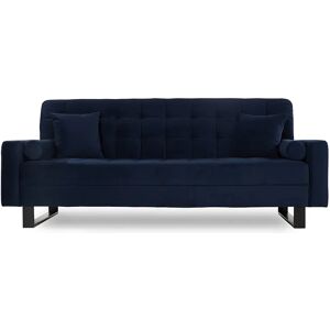 NV GALLERY Schlafsofa MIDNIGHT - Schlafsofa, Samt in Navy Blau & schwarzes Metall, B220  Blau / Schwarz