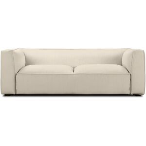 NV GALLERY 3-Sitzer-Sofa AUSTER - 3-Sitzer-Sofa, Kord in Vanilla Beige & schwarzes Holz, B220  Beige