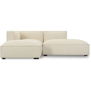 NV GALLERY Ecksofa AUSTER - Ecksofa links, Bouclé Himalaya Weiß & schwarzes Holz, L260  Weiß