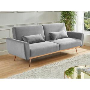 Vente-unique.ch Schlafsofa Klappsofa 3-Sitzer - Samt - Hellgrau - LAUNEI