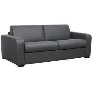 Vente-unique.ch Schlafsofa mit Matratze 3-Sitzer - Matratze 14 cm - Leder - Grau - BEVIS