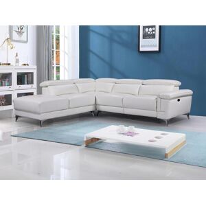 Vente-unique.ch Relaxsofa Ecksofa Leder elektrisch - Ecke Links - Elfenbein - PASCALINE