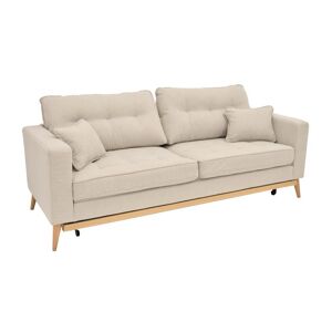 Vente-unique.ch Schlafsofa 3-Sitzer - Stoff - Cremefarben - KENZA