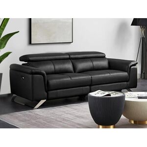 Vente-unique.ch Relaxsofa 3-Sitzer elektrisch - Rindsleder - Schwarz - BREYT II