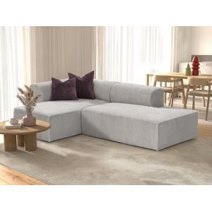 Vente-unique.ch Ecksofa - Ecke links - Cord - Grau - JANAO